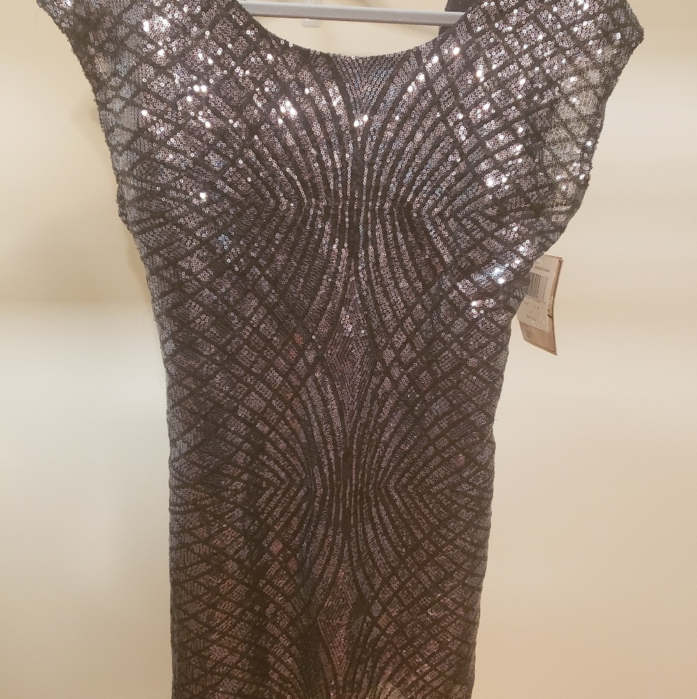 Black and silver sequined dress